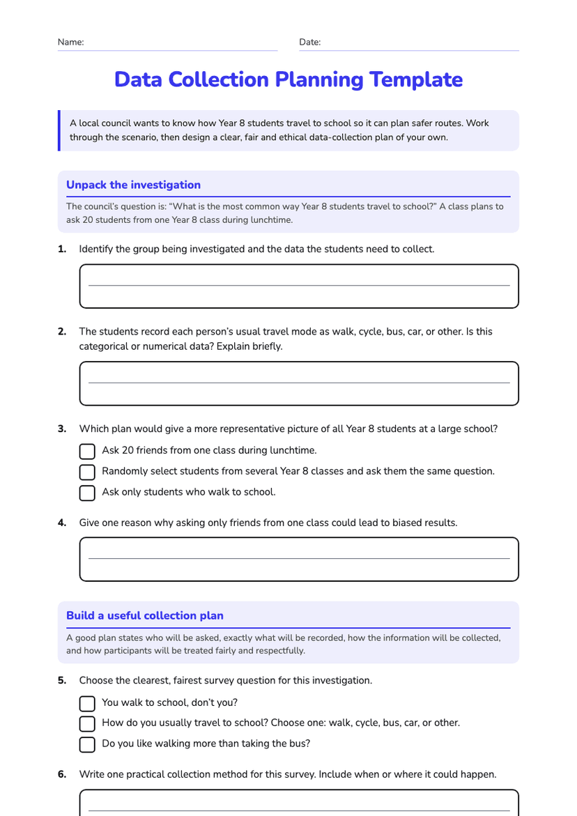 Data Collection Planning Template