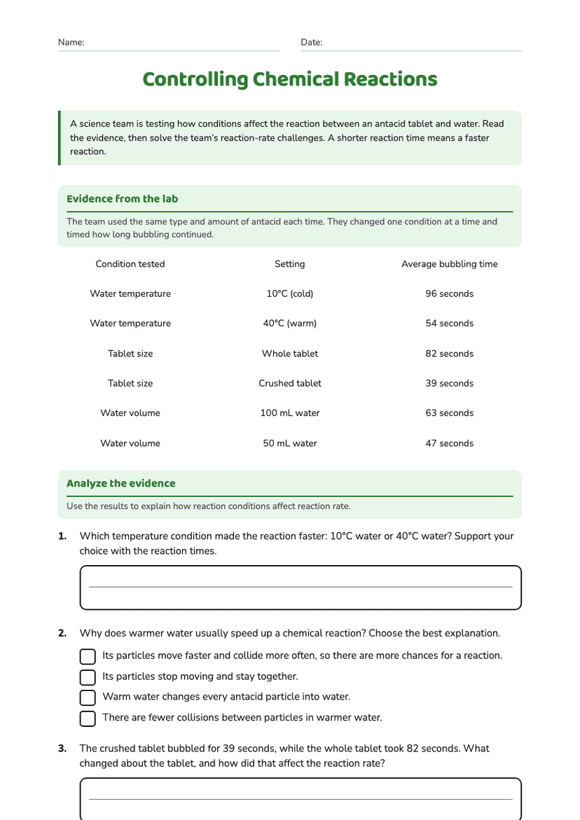 Controlling Chemical Reactions