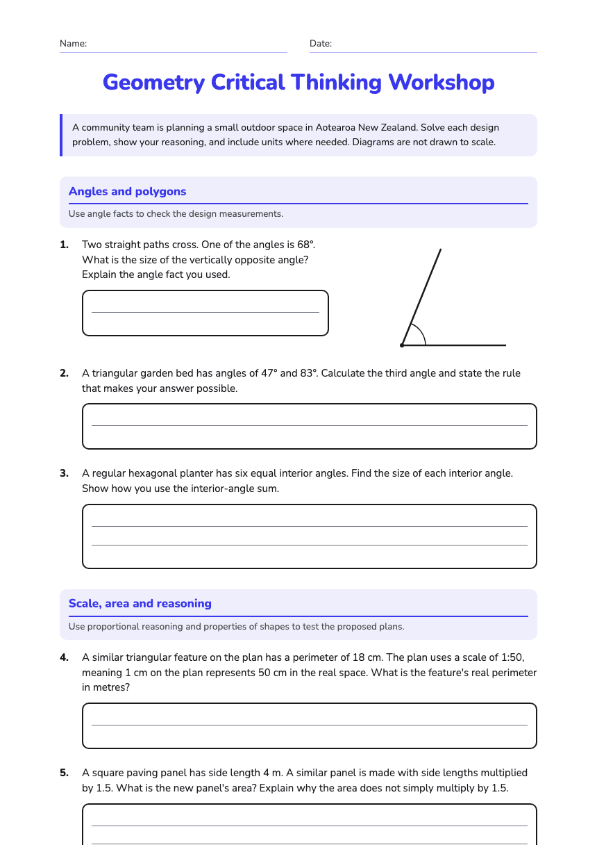 Geometry Critical Thinking Workshop worksheet preview