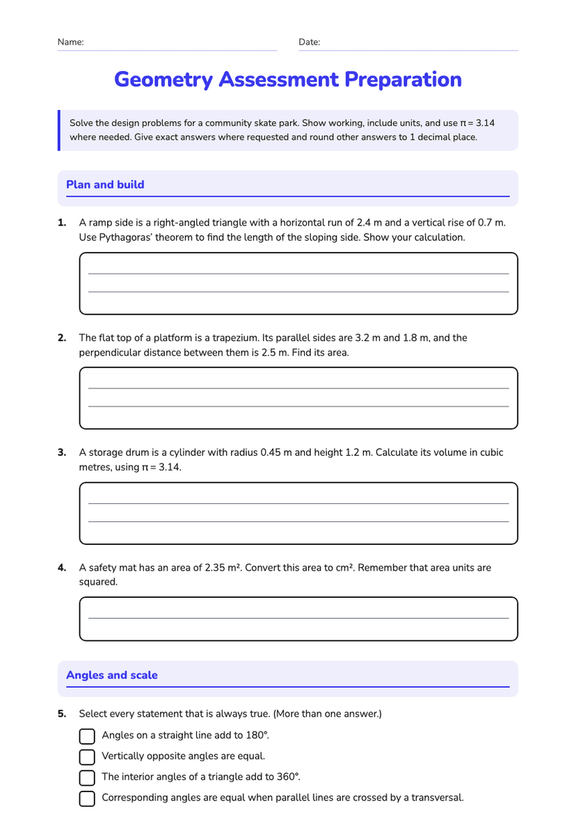 Geometry Assessment Preparation