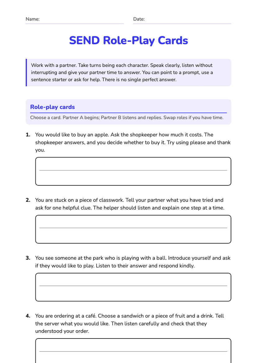 SEND Role-Play Cards