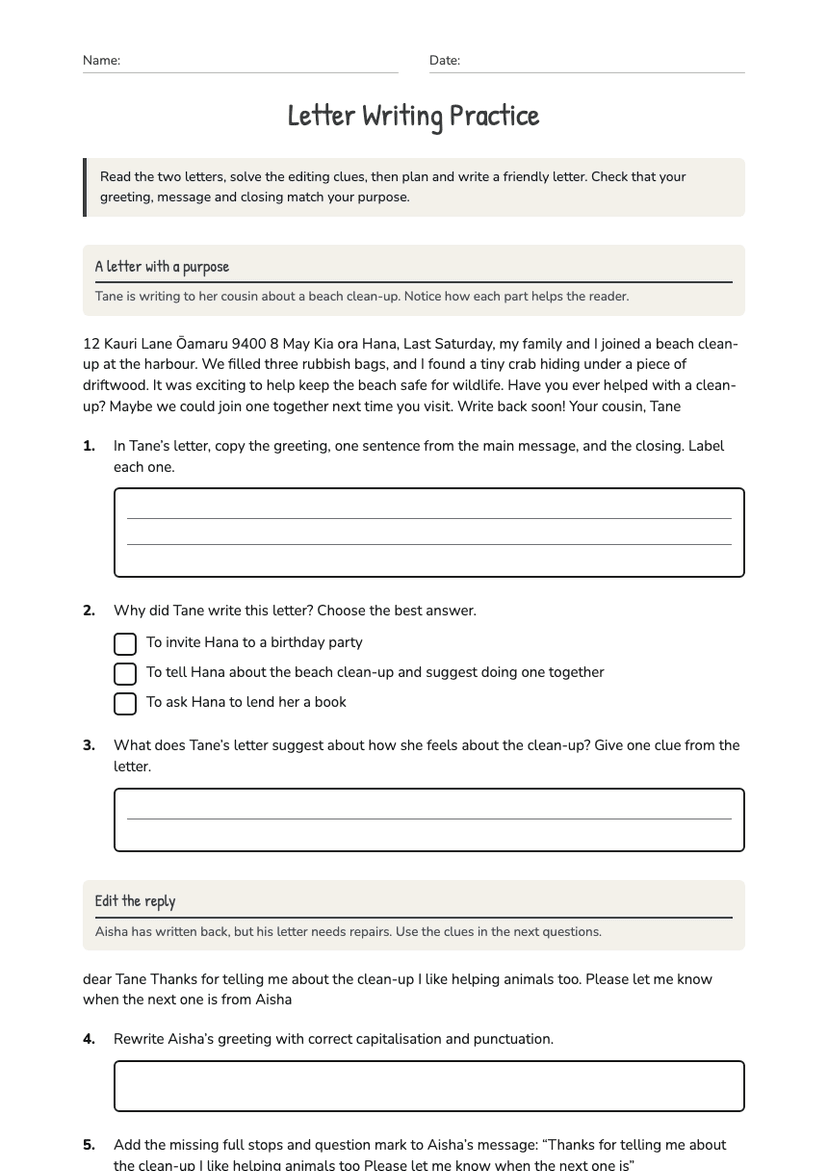 Letter Writing Practice
