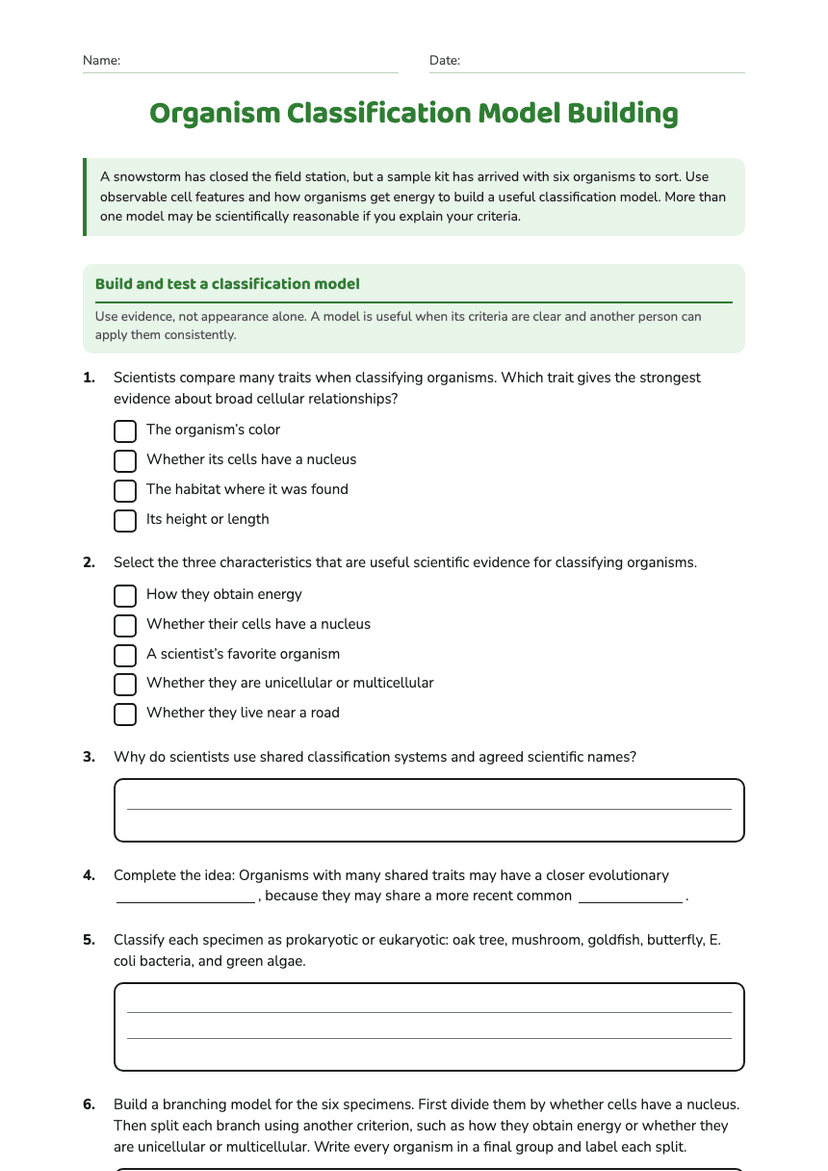 Organism Classification Model Building