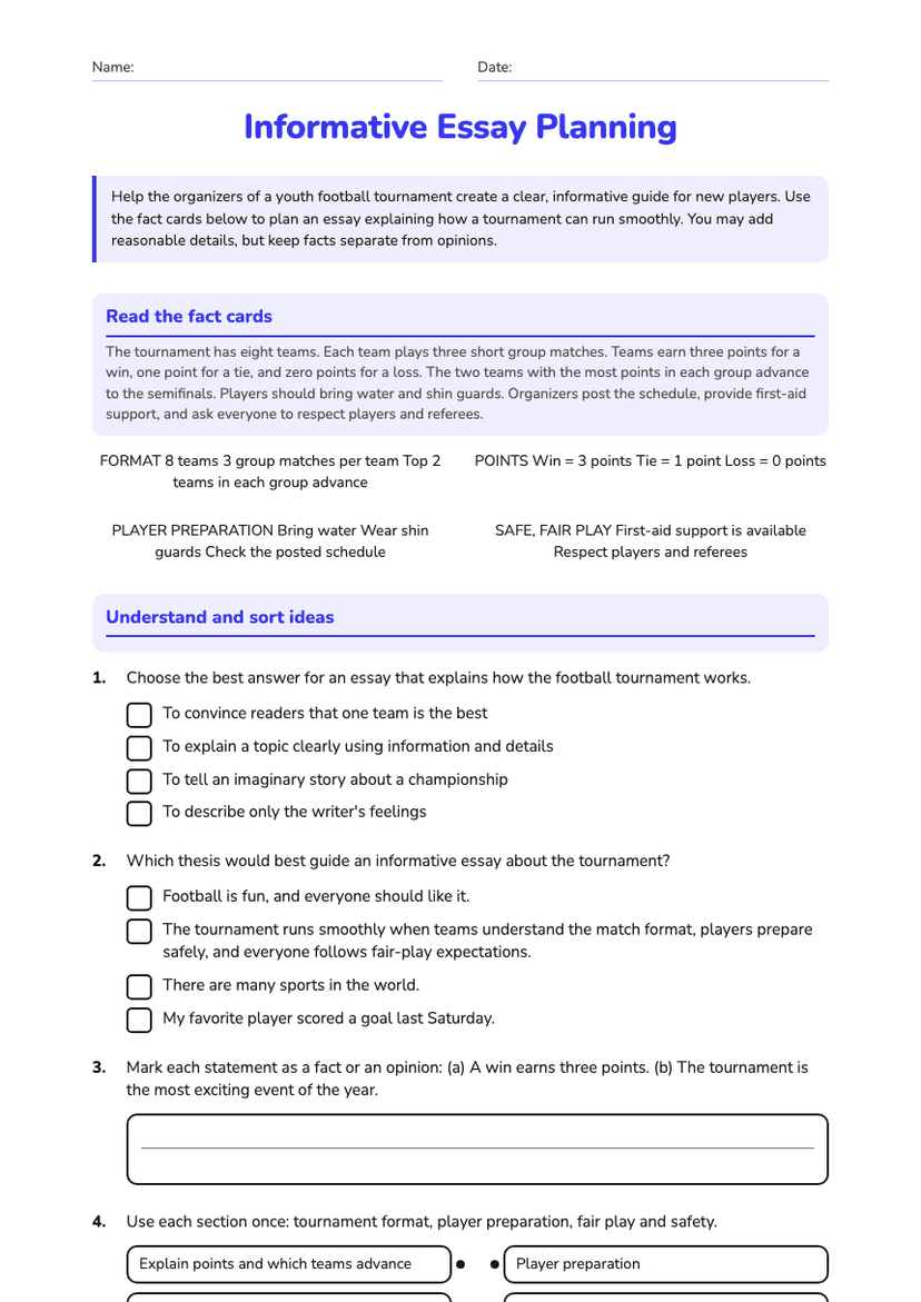 Informative Essay Planning