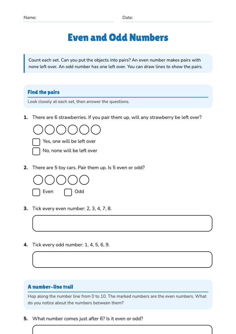 Even and Odd Numbers