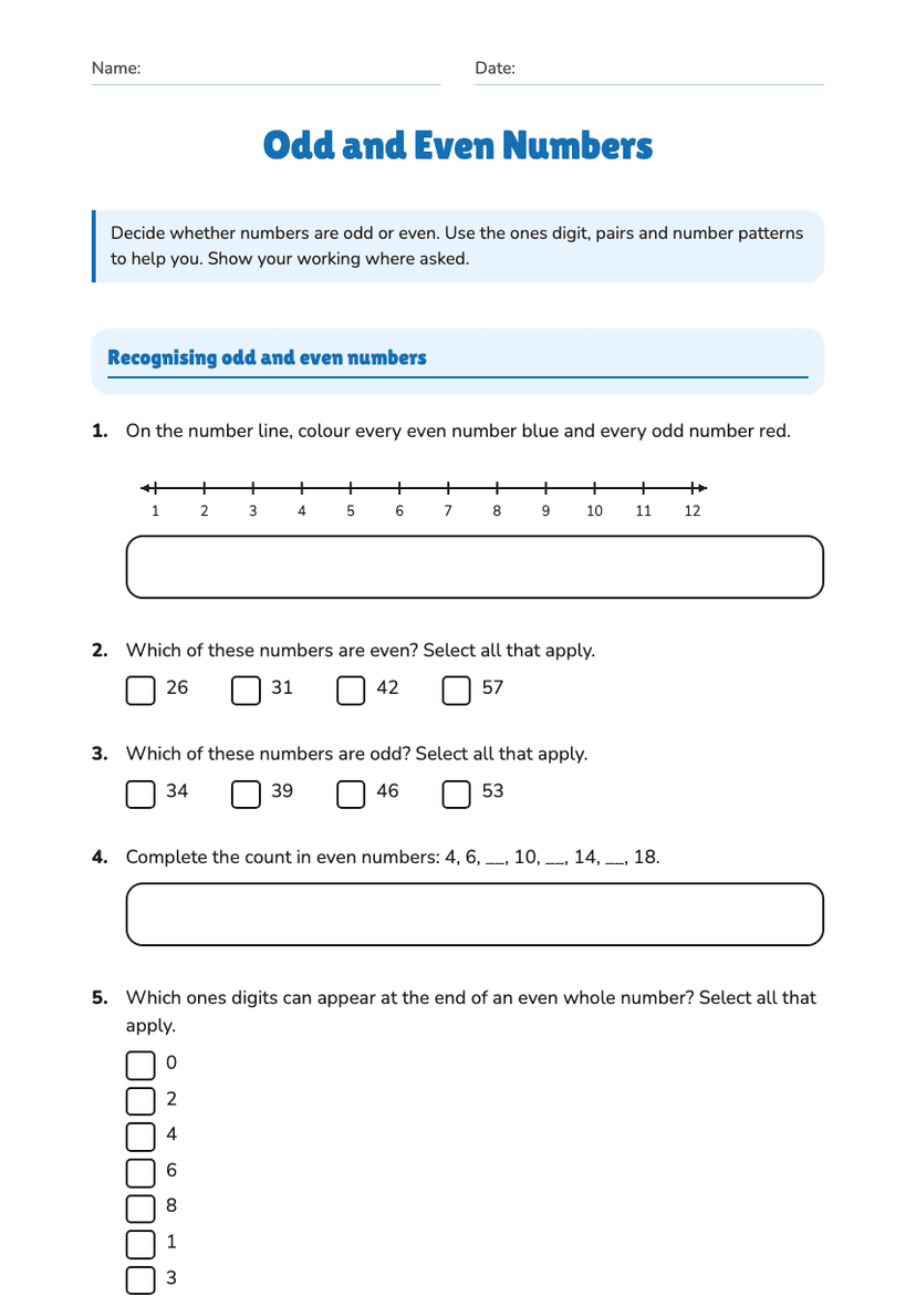 Odd and Even Numbers