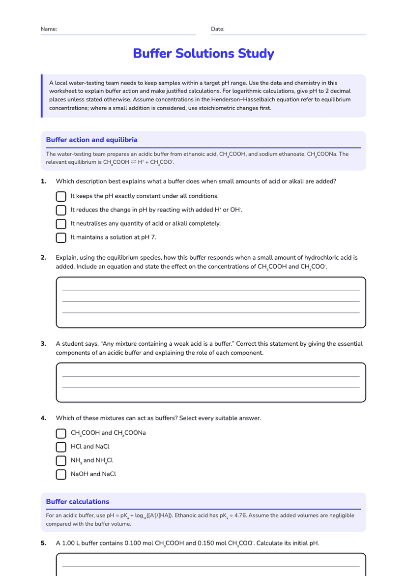Buffer Solutions Study