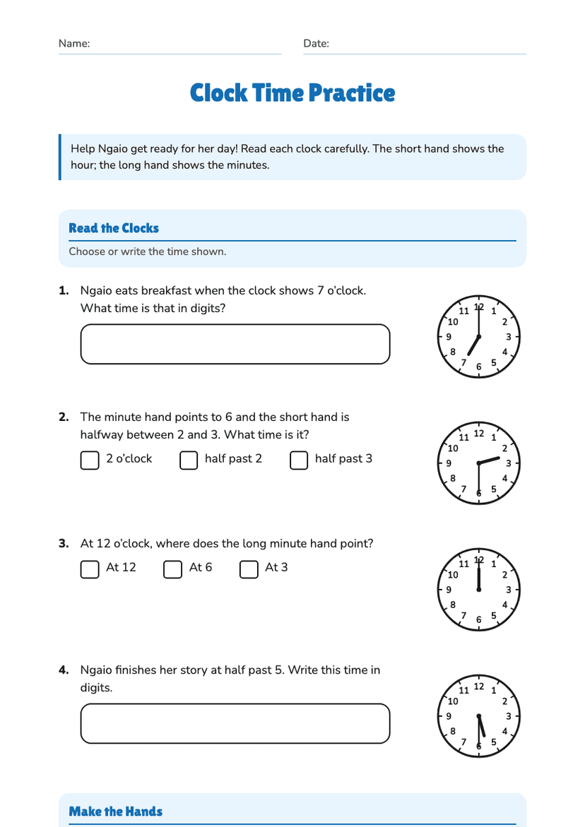 Clock Time Practice