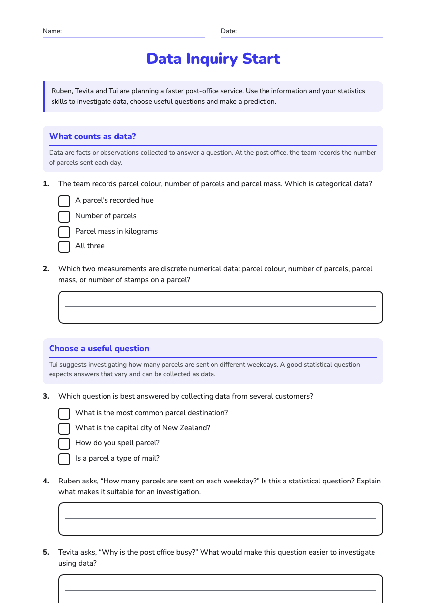 Data Inquiry Start worksheet preview