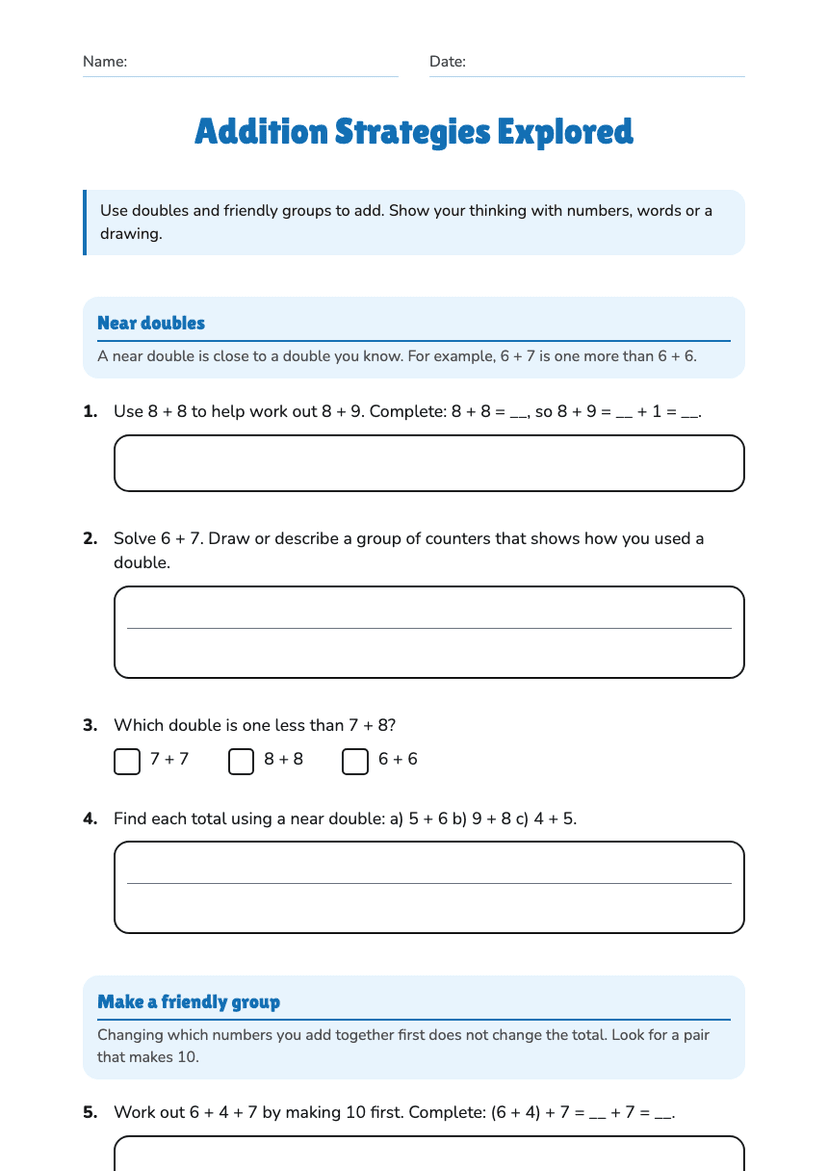 Addition Strategies Explored