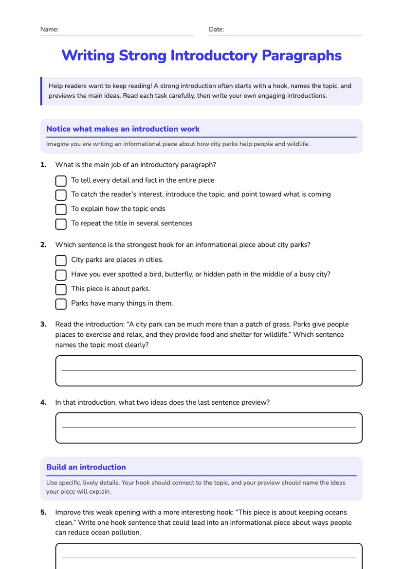 Writing Strong Introductory Paragraphs