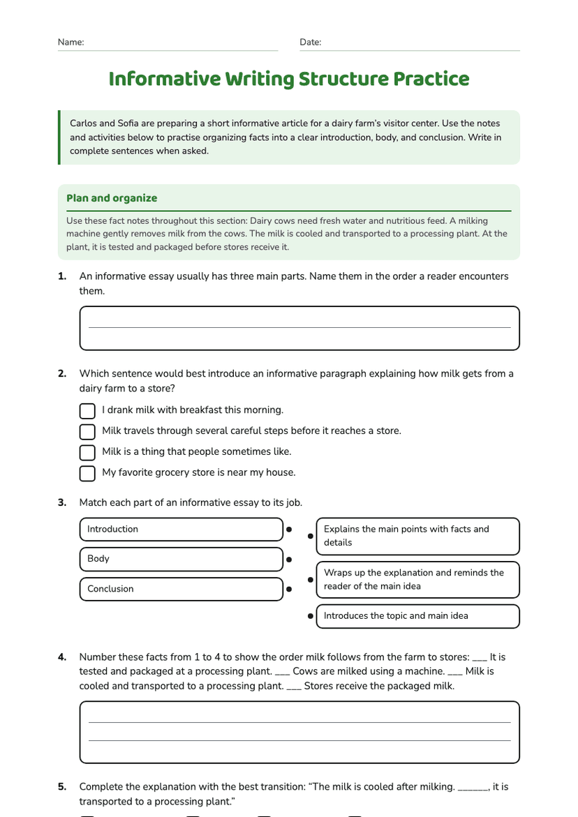 Informative Writing Structure Practice