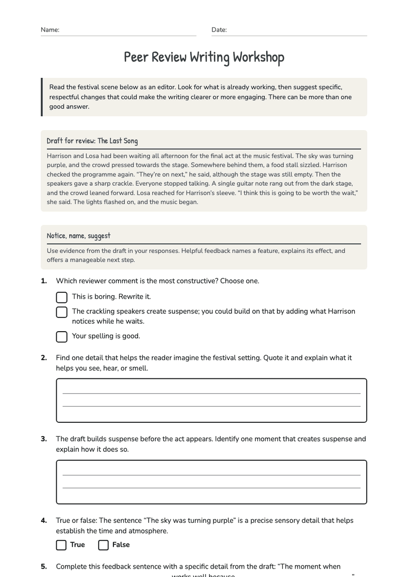 Peer Review Writing Workshop