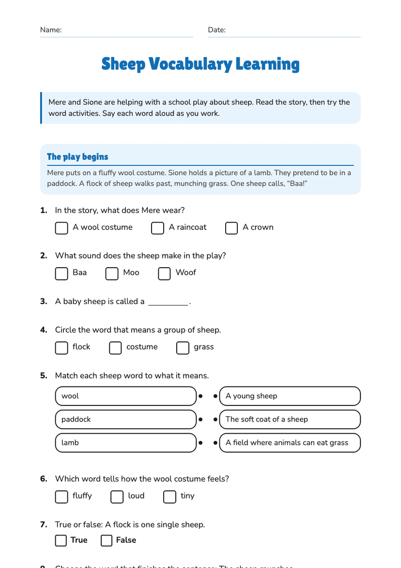 Sheep Vocabulary Learning