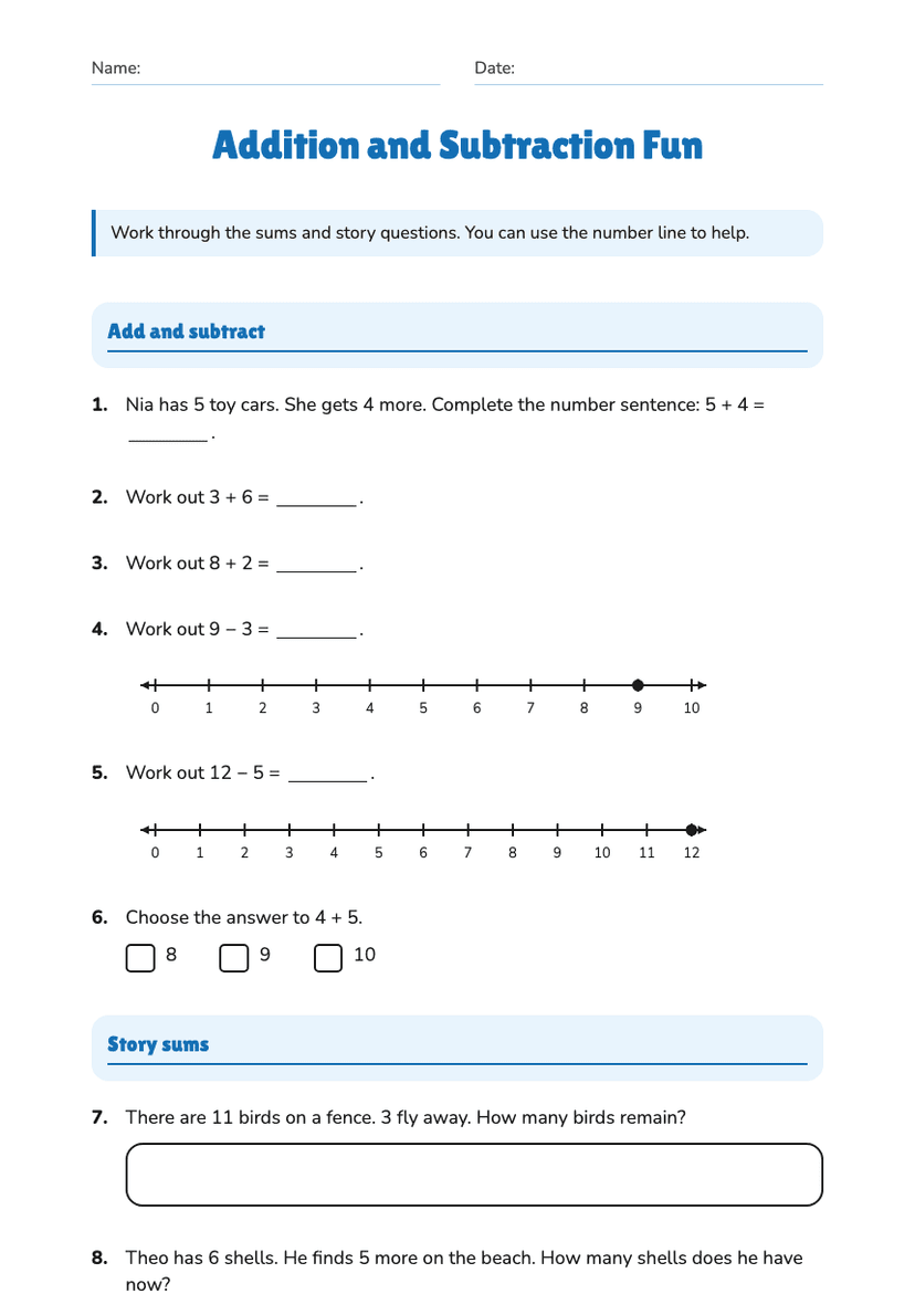 Addition and Subtraction Fun