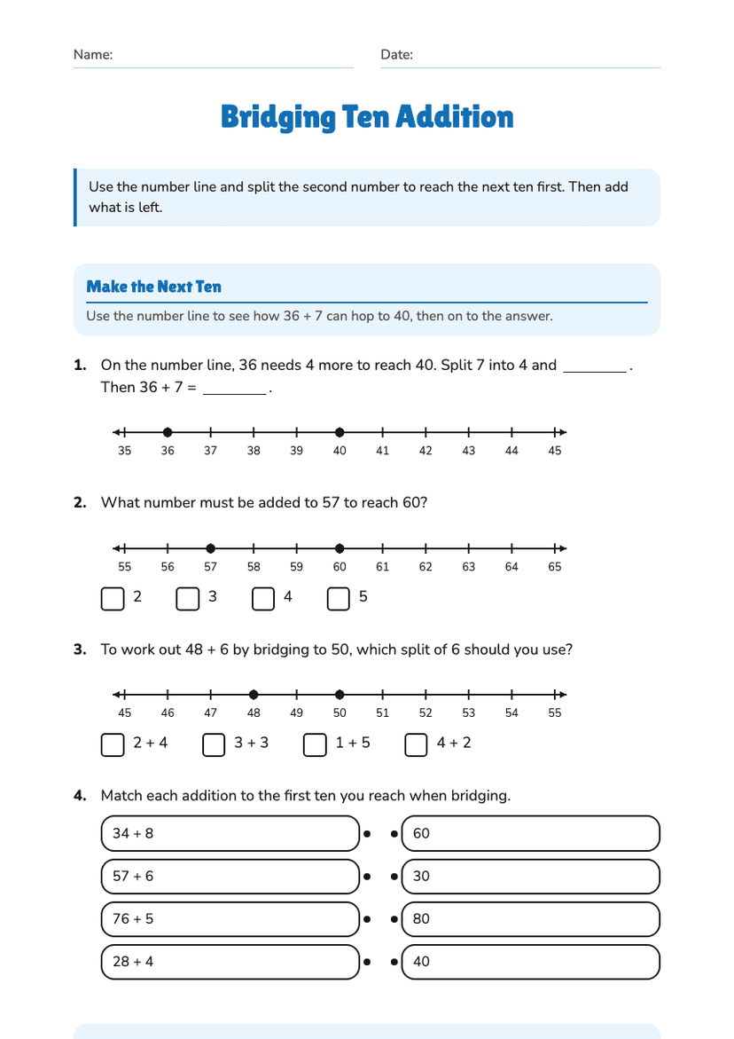Bridging Ten Addition