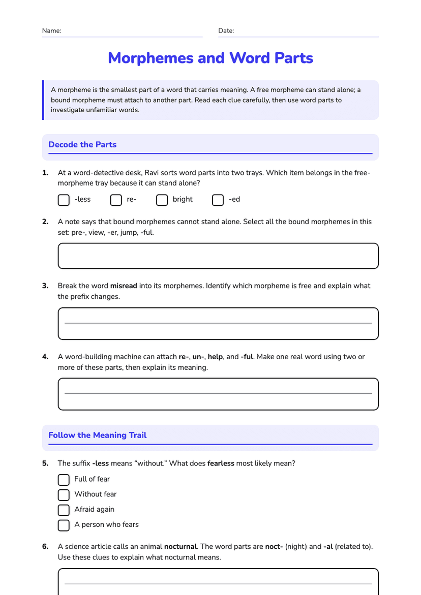 Morphemes and Word Parts