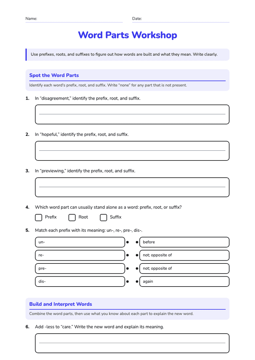 Word Parts Workshop