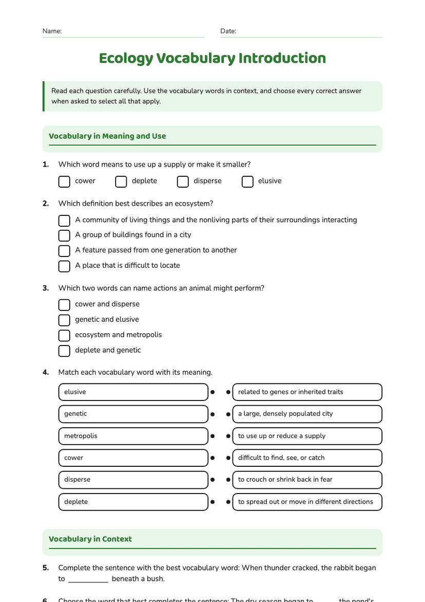 Ecology Vocabulary Introduction