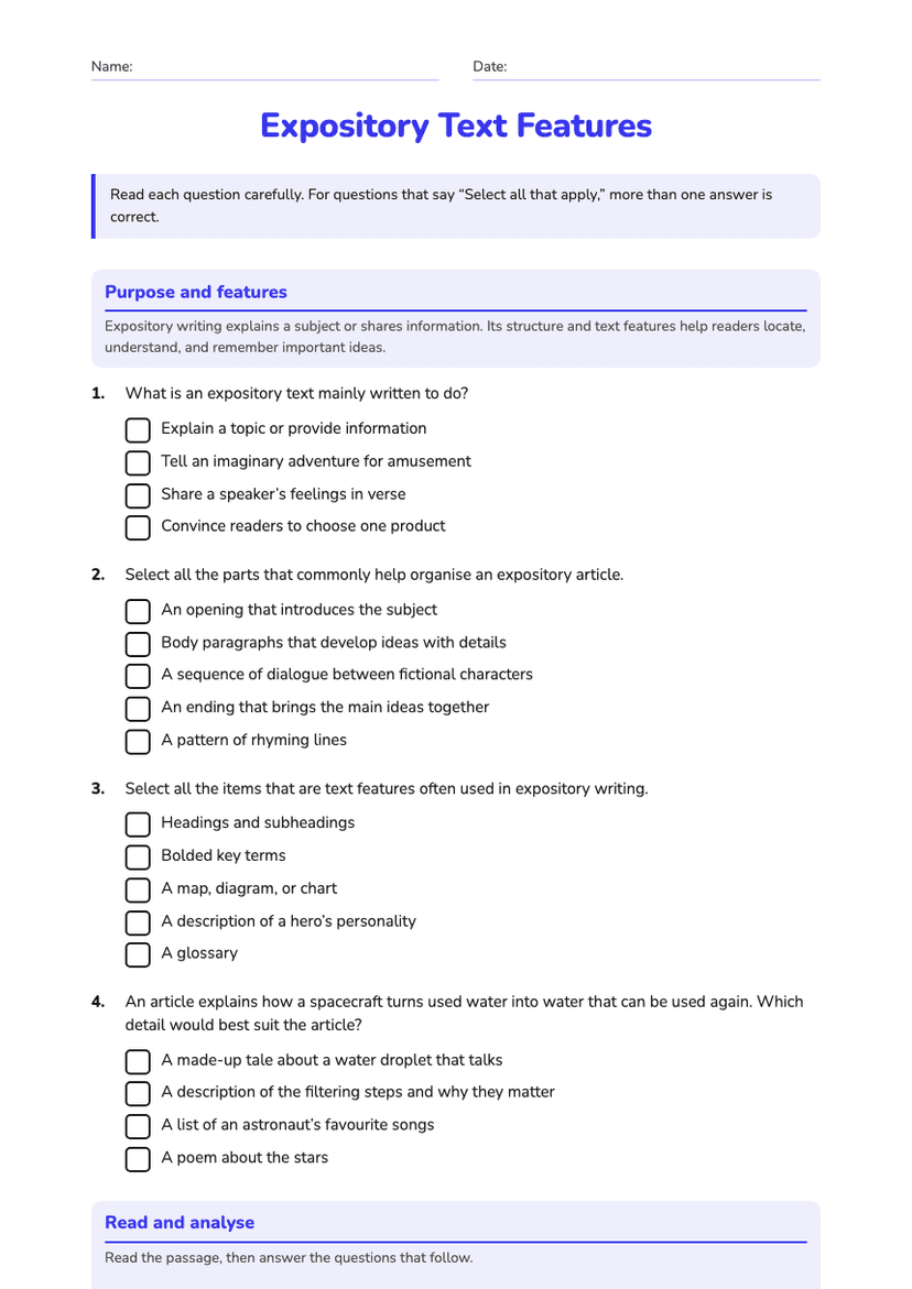 Expository Text Features