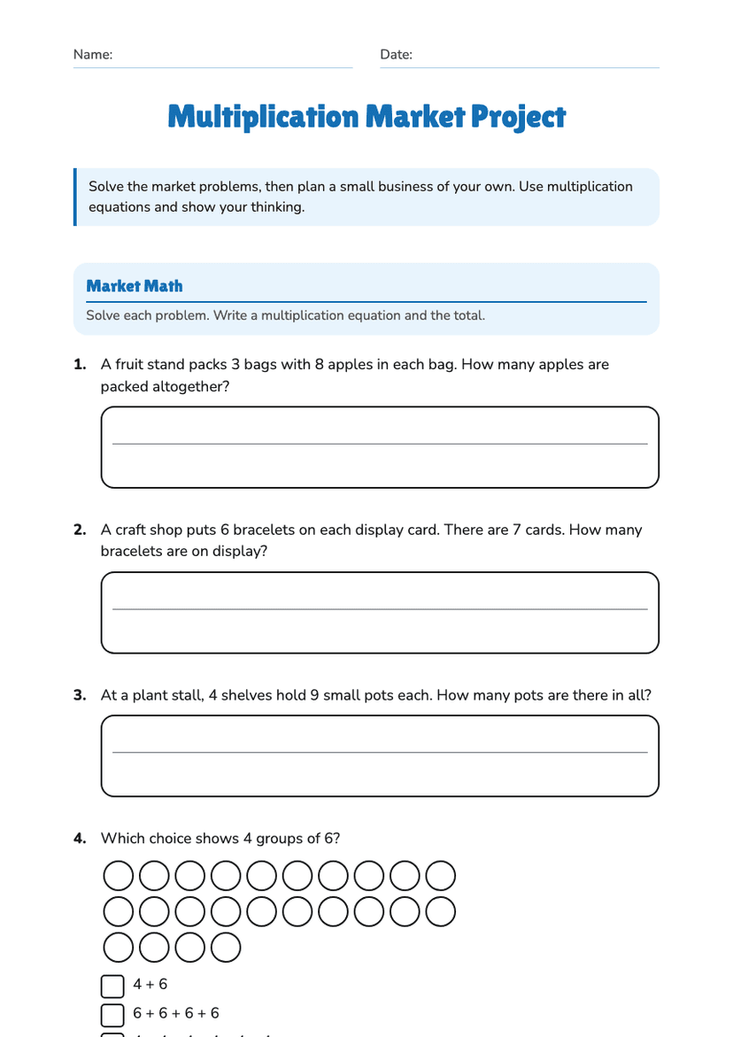 Multiplication Market Project