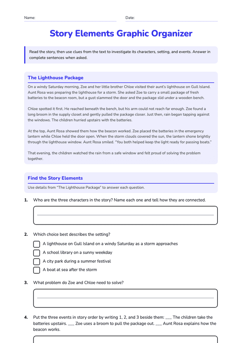 Story Elements Graphic Organizer