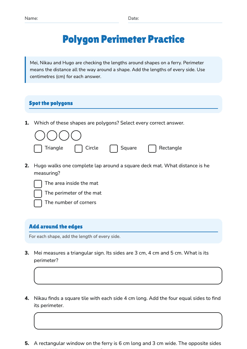 Polygon Perimeter Practice worksheet preview