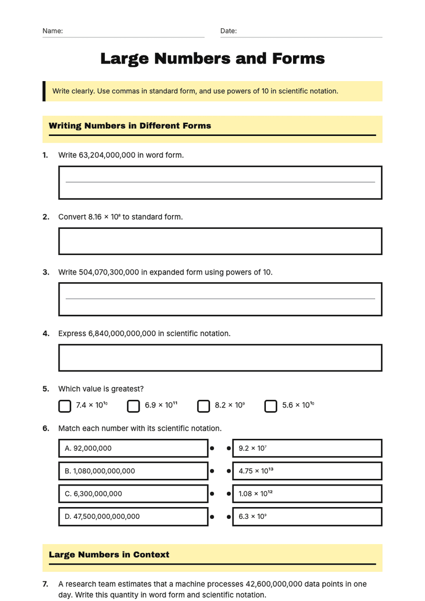 Large Numbers and Forms