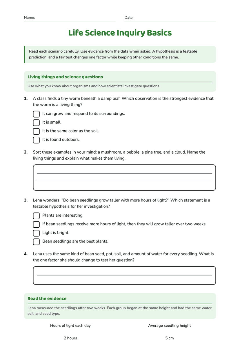 Life Science Inquiry Basics