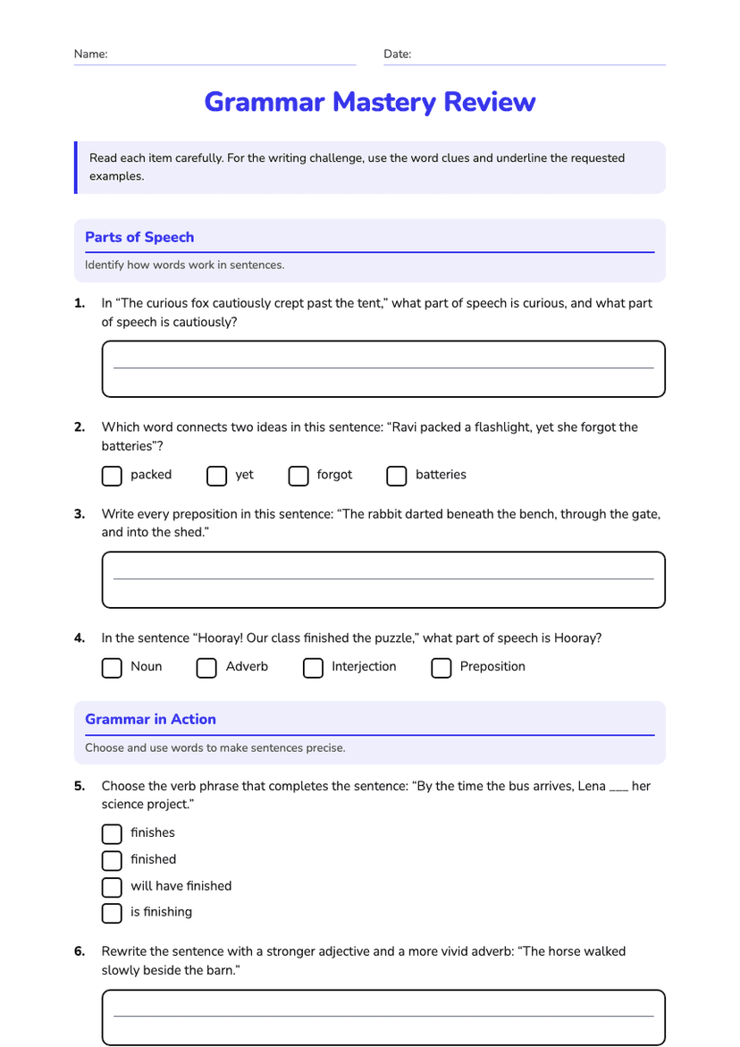 Grammar Mastery Review