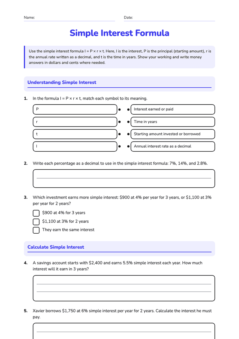 Simple Interest Formula