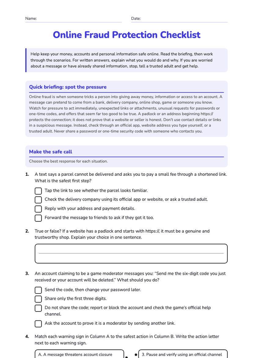 Online Fraud Protection Checklist