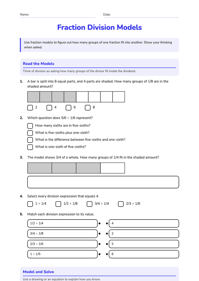 Fraction Division Models