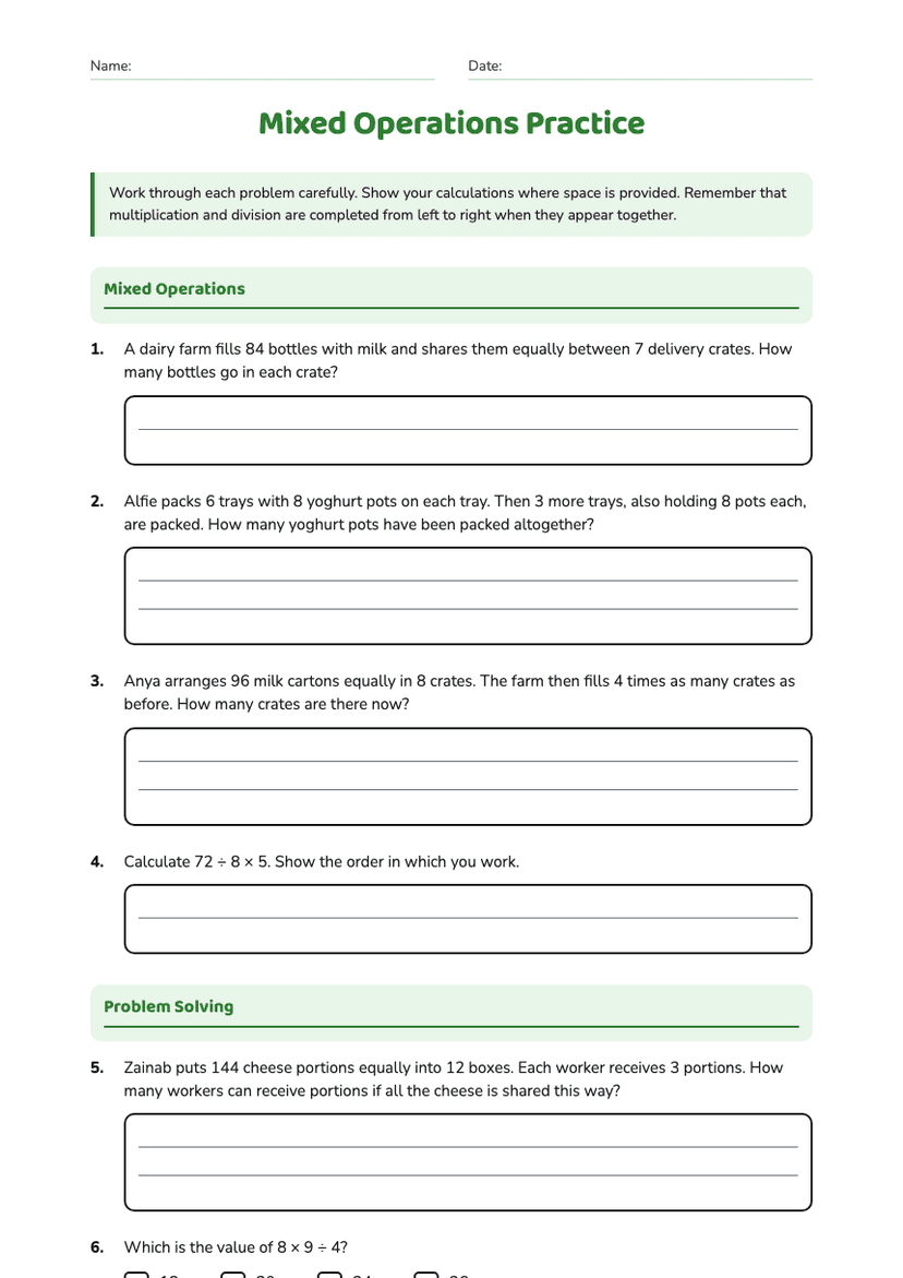 Mixed Operations Practice