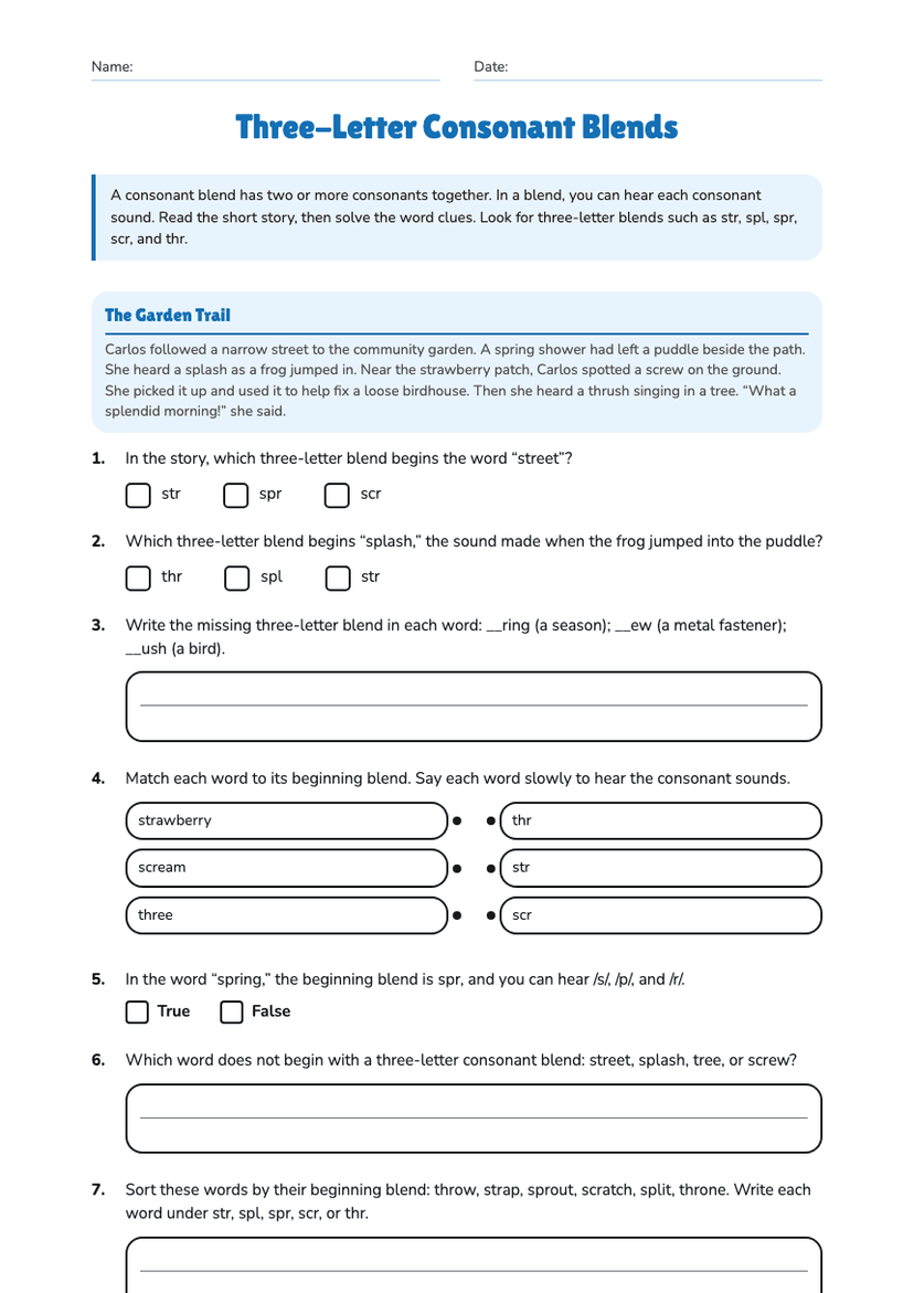 Three-Letter Consonant Blends