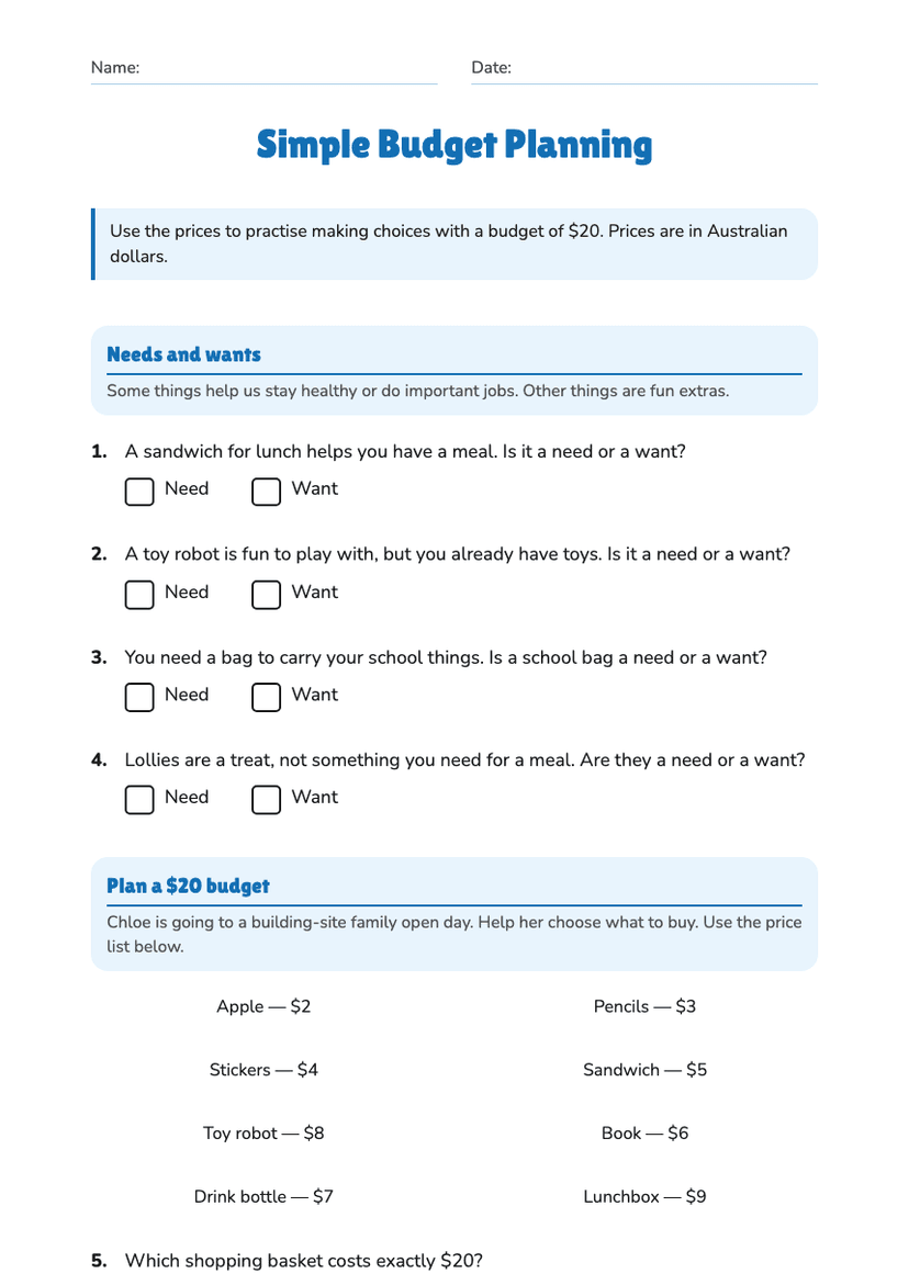 Simple Budget Planning