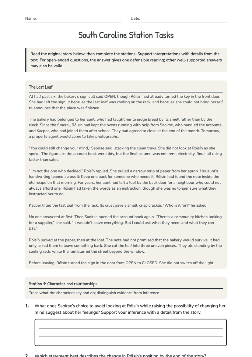South Caroline Station Tasks