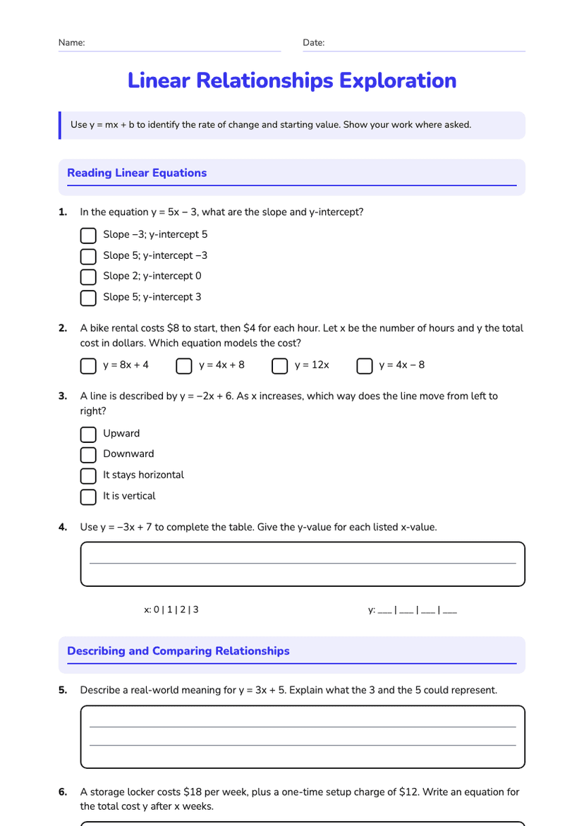 Linear Relationships Exploration