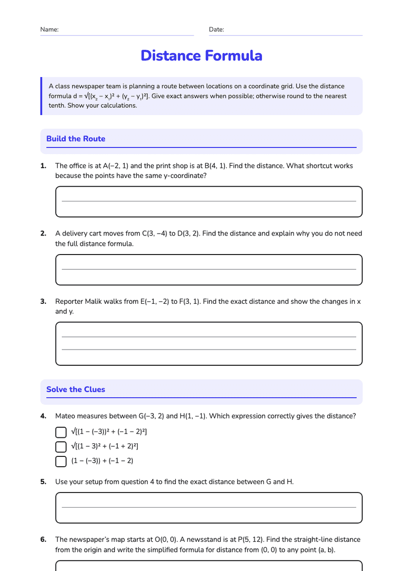 Distance Formula