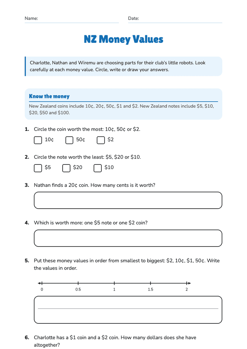 NZ Money Values