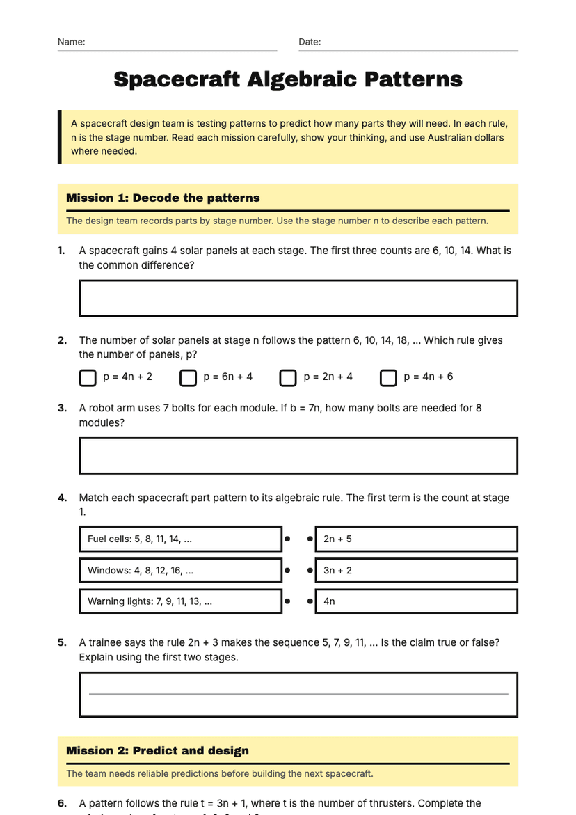 Spacecraft Algebraic Patterns