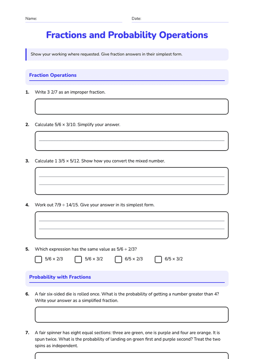Fractions and Probability Operations