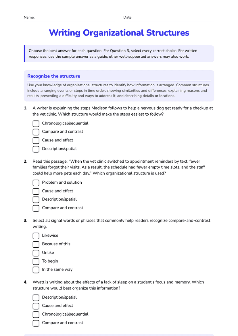 Writing Organizational Structures