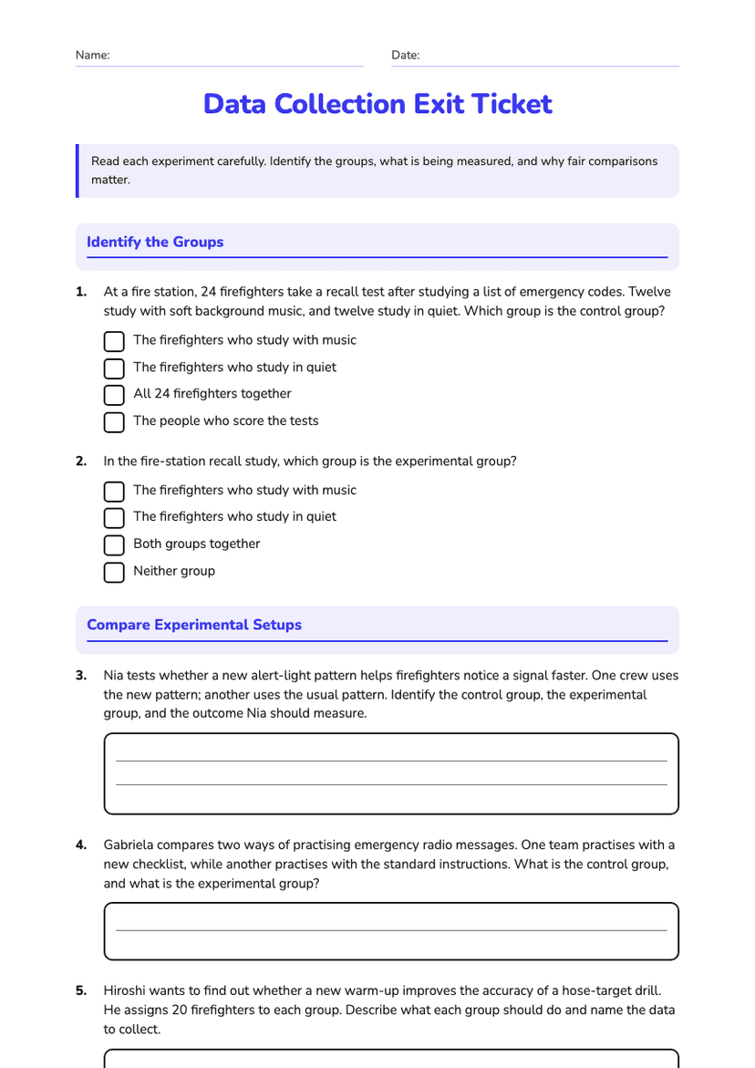 Data Collection Exit Ticket