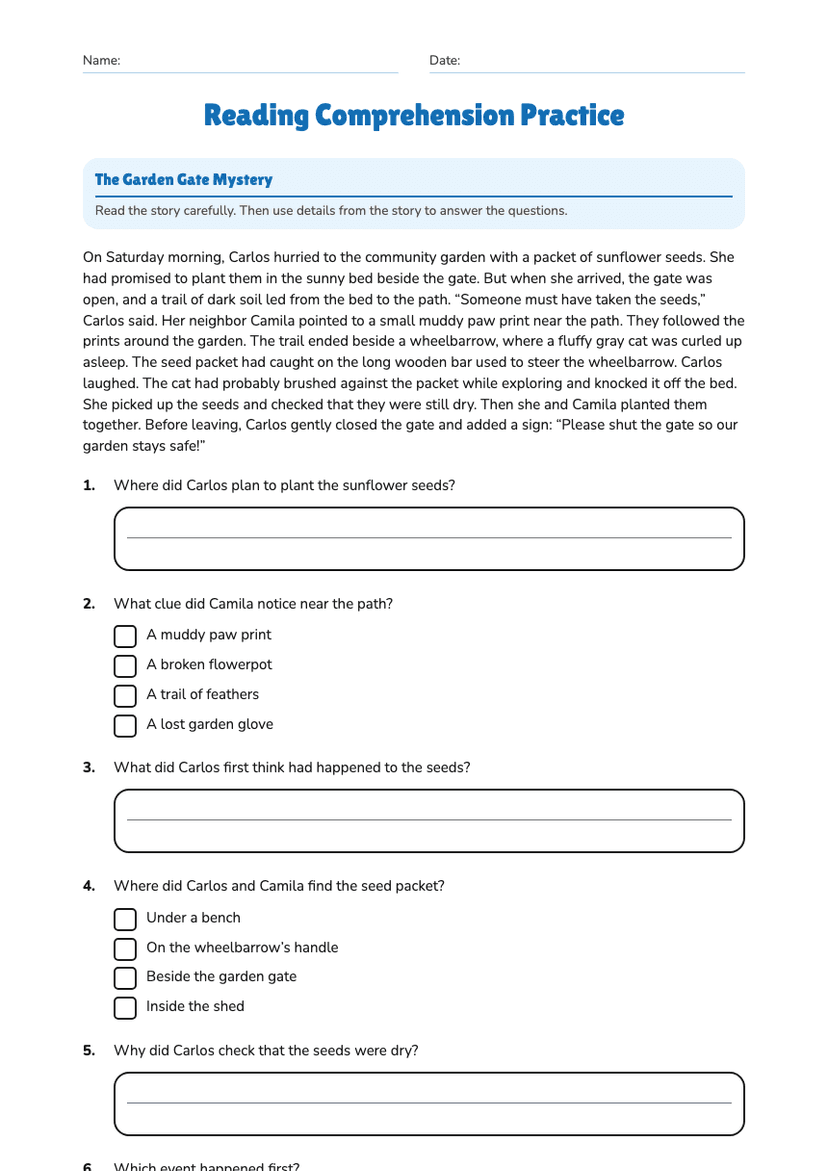Reading Comprehension Practice