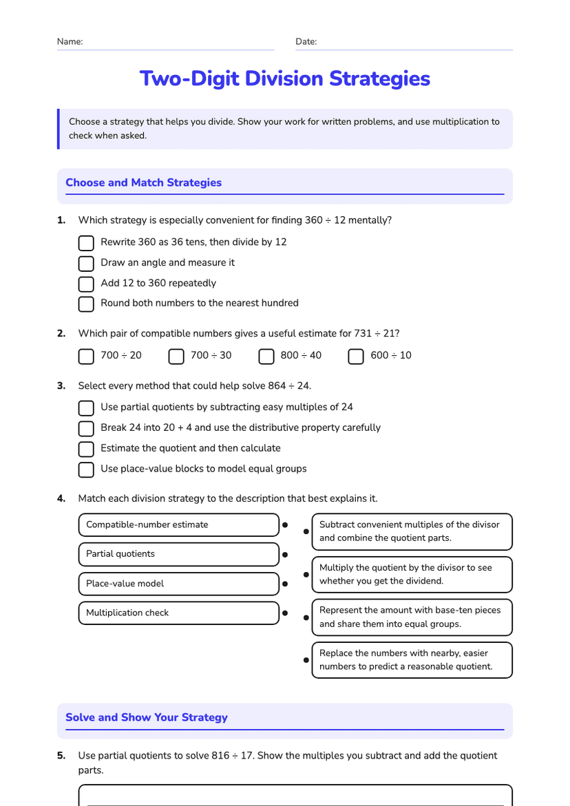 Two-Digit Division Strategies