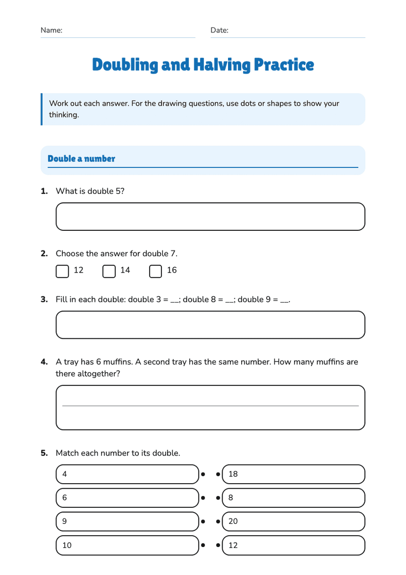 Doubling and Halving Practice