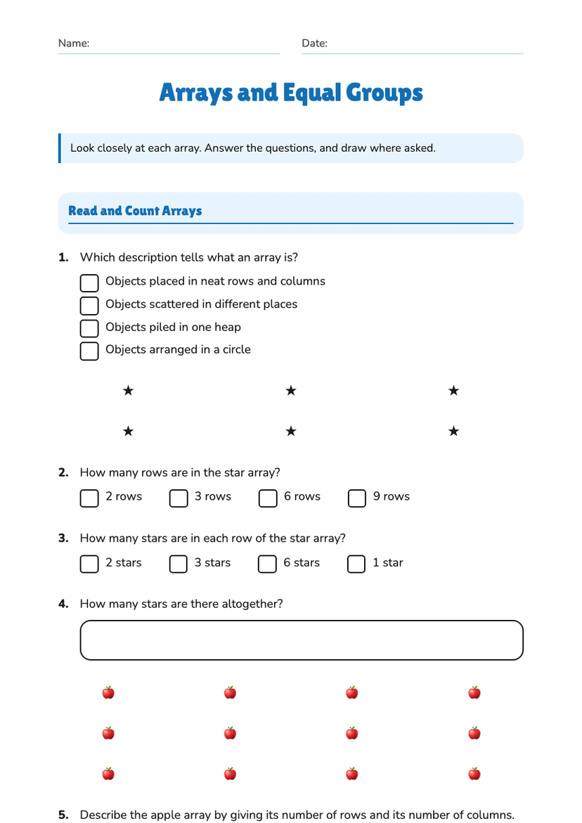 Arrays and Equal Groups