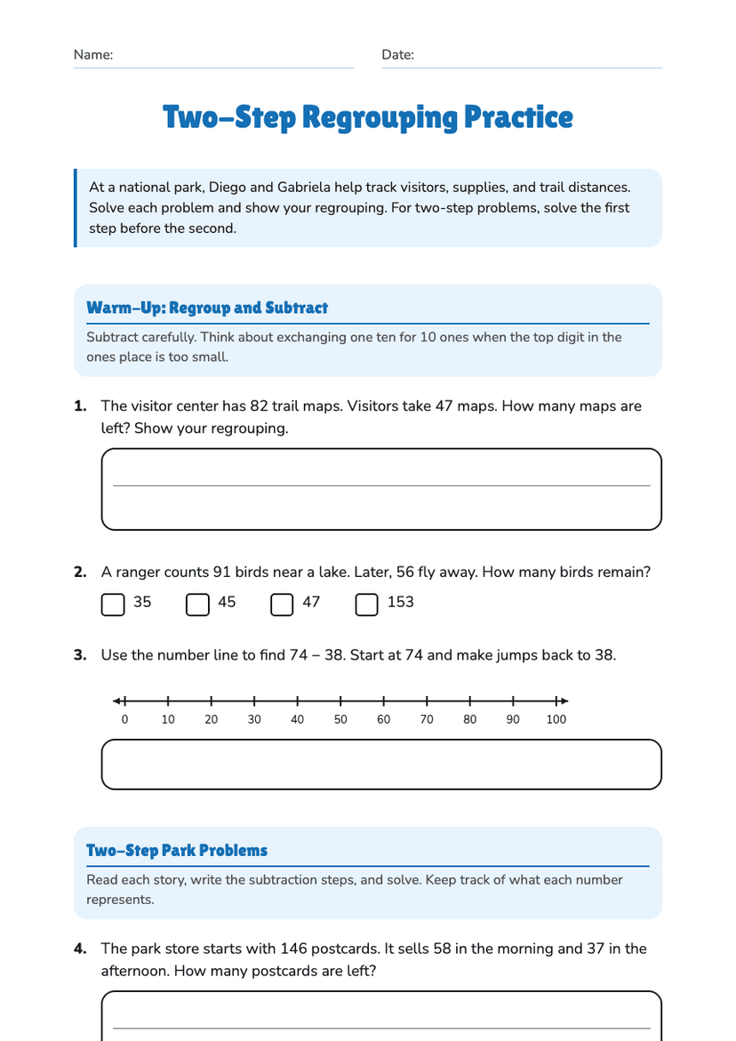 Two-Step Regrouping Practice