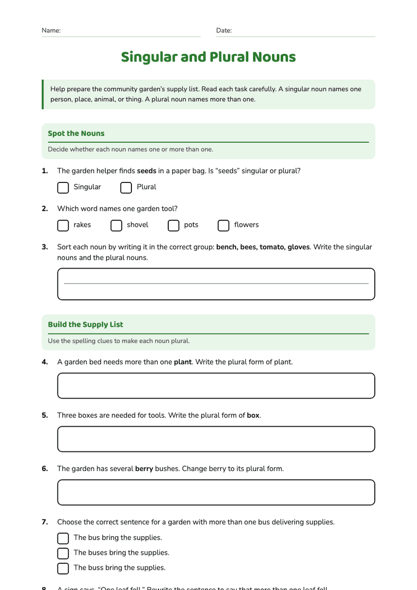 Singular and Plural Nouns